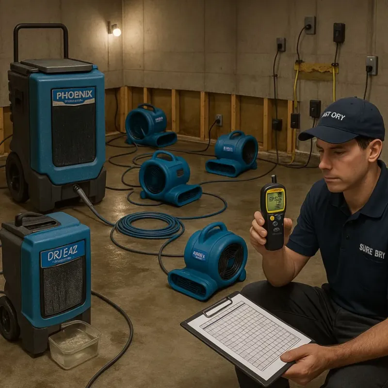 Structural Drying and Dehumidification process in Morongo Valley, CA